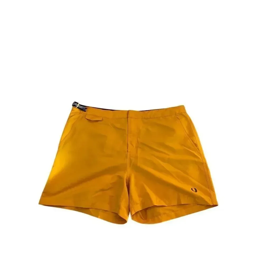 Fred Perry, men’s mustard, flat front sportswear, swimwear, size XL